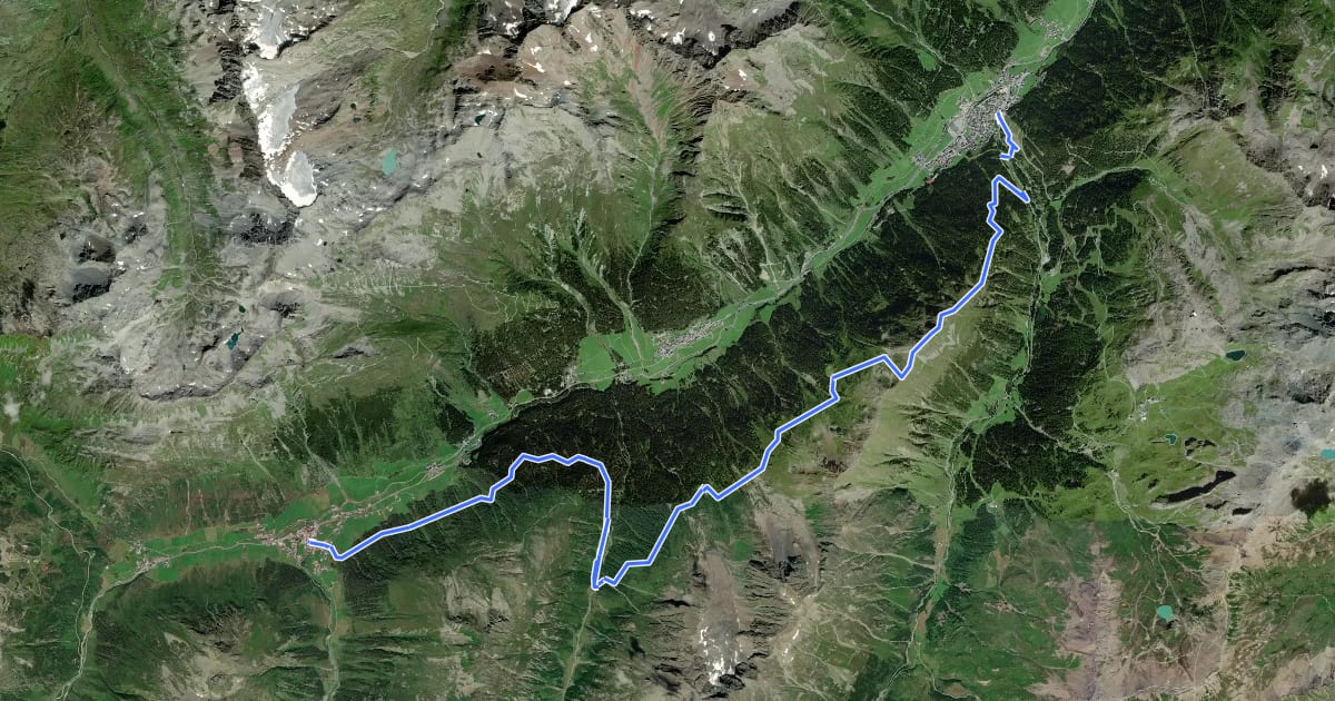 Маршрут Paznauner Höhenweg Etappe 4 на спутниковом снимке