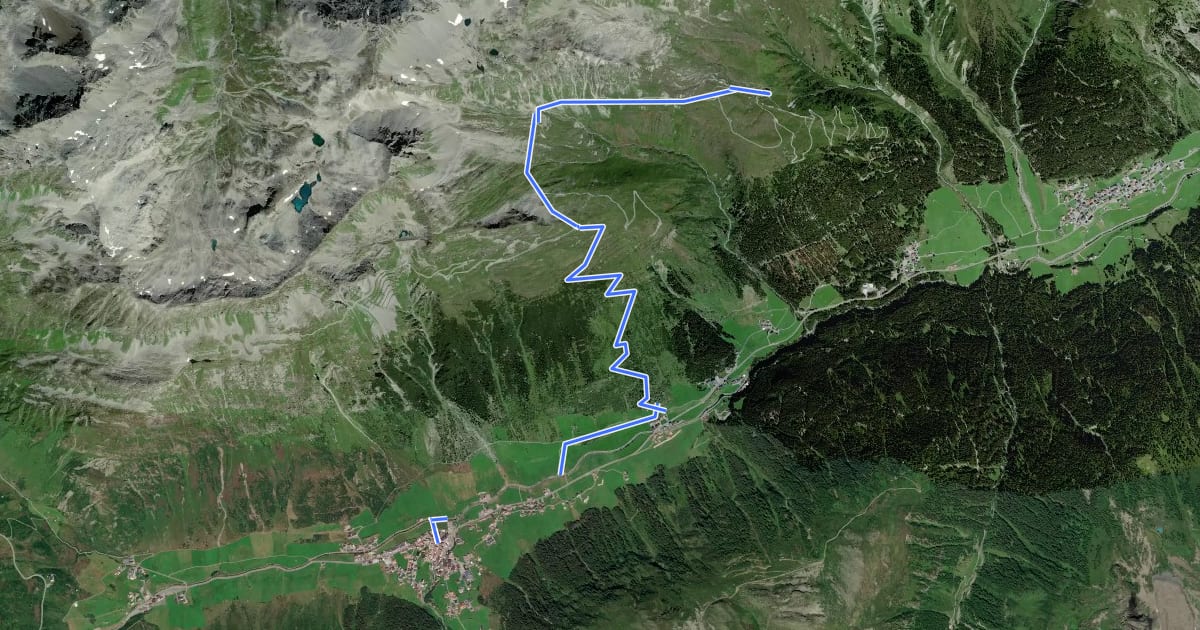 Маршрут Paznauner Höhenweg Etappe 5 на спутниковом снимке