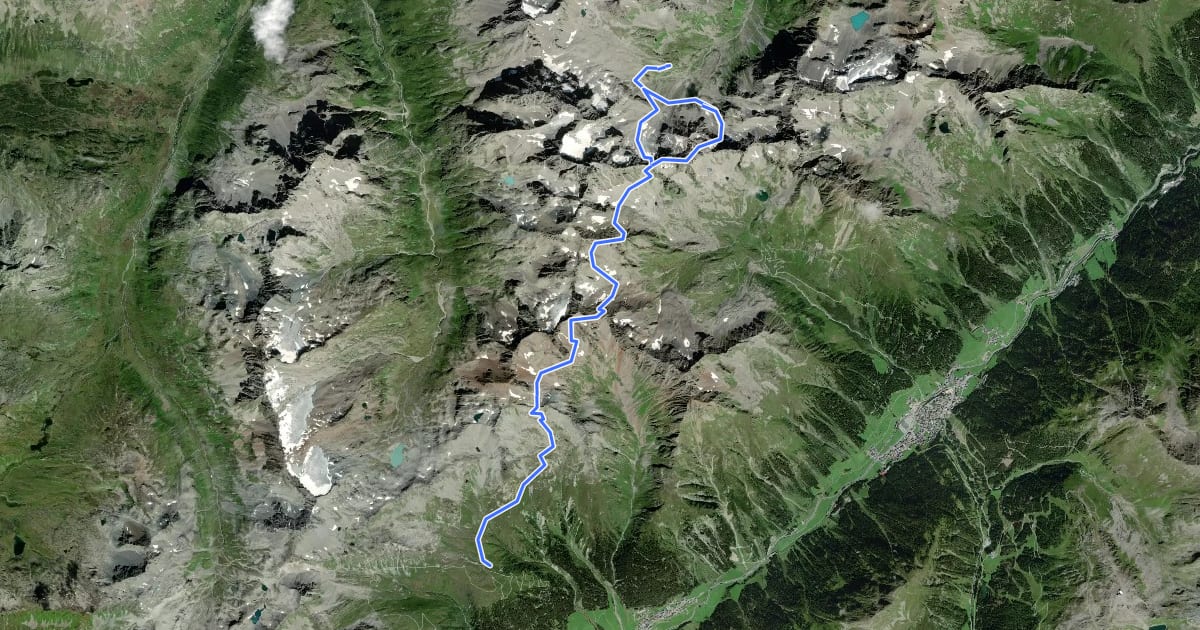 Маршрут Paznauner Höhenweg Etappe 6 Variante на спутниковом снимке