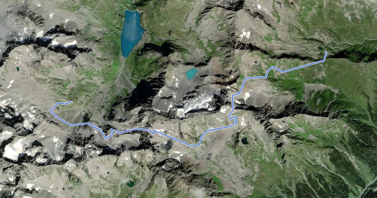 Маршрут Paznauner Höhenweg Etappe 7 Variante на спутниковом снимке