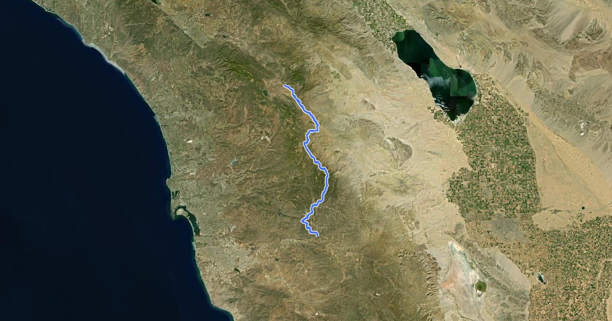 Маршрут PCT - California Section A на спутниковом снимке