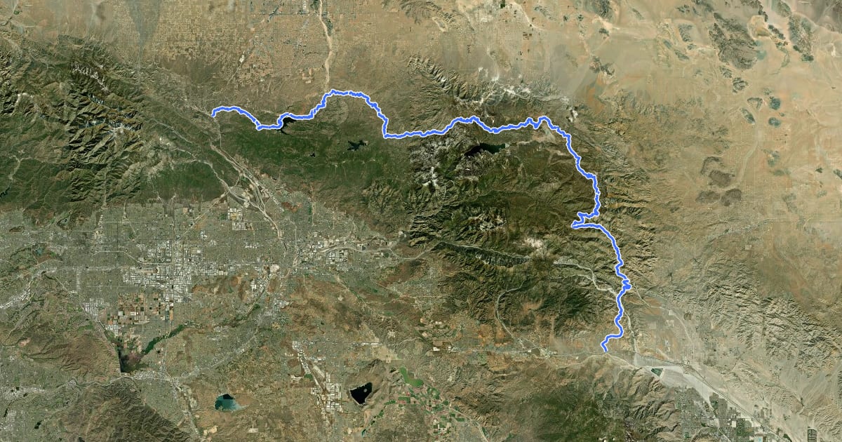 Маршрут PCT - California Section C на спутниковом снимке