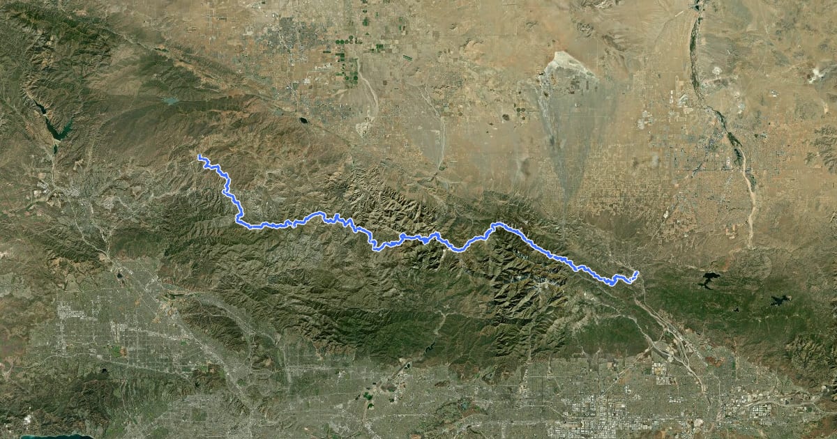 Маршрут PCT - California Section D на спутниковом снимке