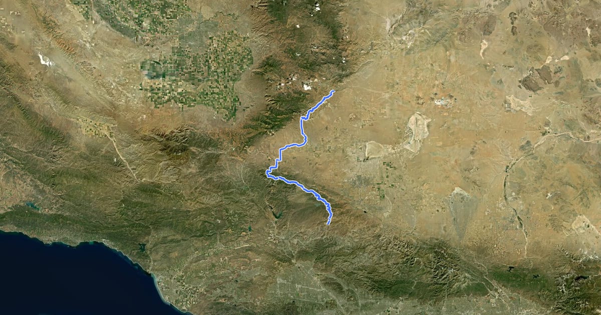 Маршрут PCT - California Section E на спутниковом снимке