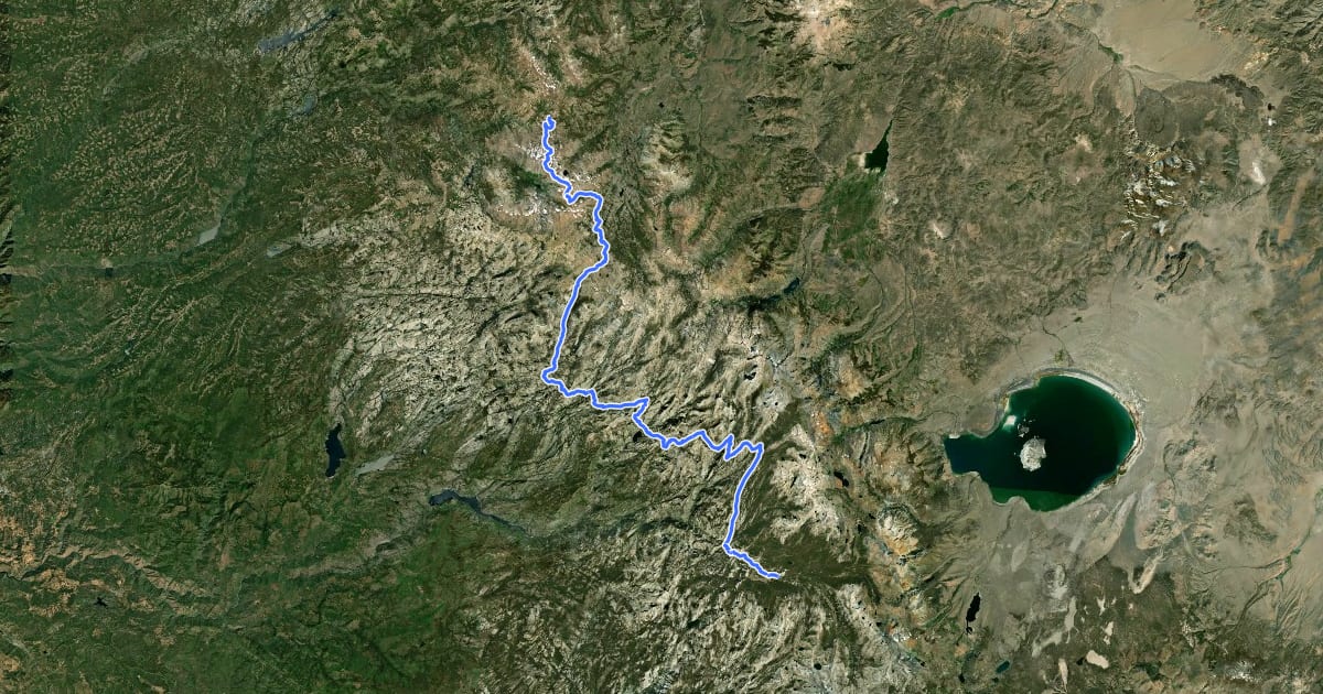 Маршрут PCT - California Section I на спутниковом снимке