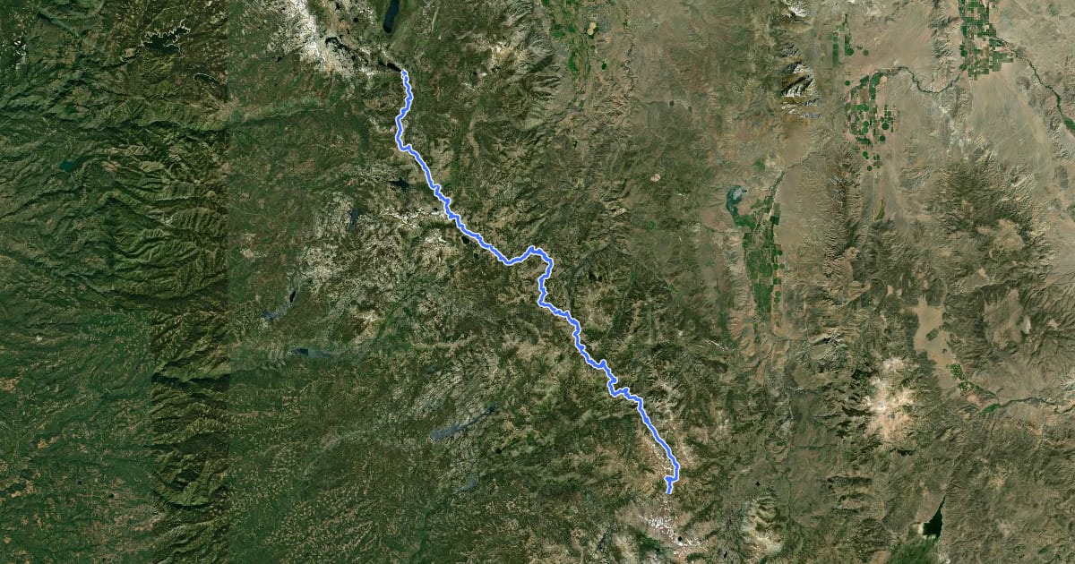 Маршрут PCT - California Section J на спутниковом снимке