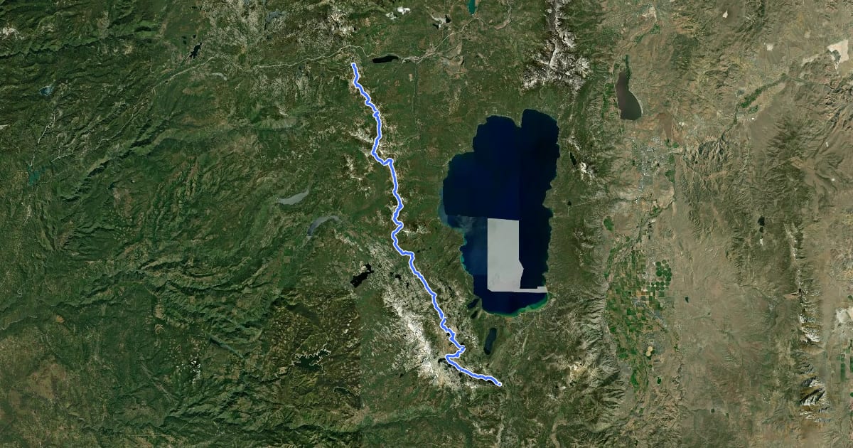 Маршрут PCT - California Section K на спутниковом снимке