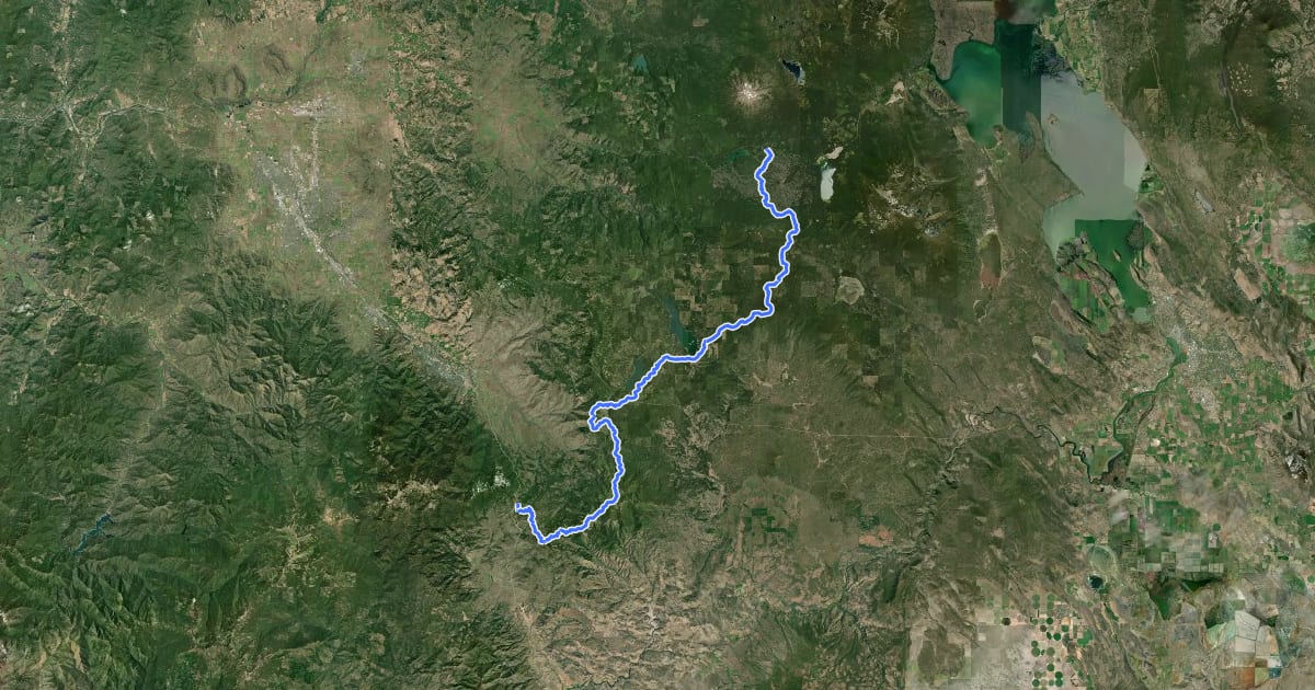 Маршрут PCT - Oregon Section B на спутниковом снимке