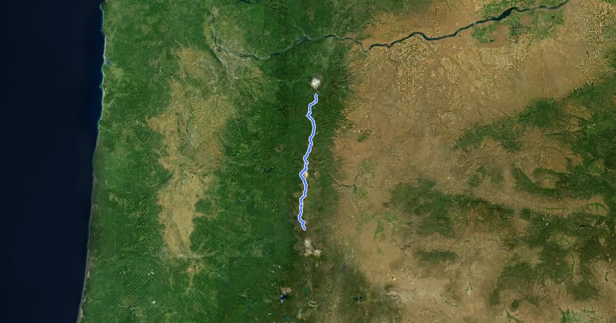Маршрут PCT - Oregon Section F на спутниковом снимке