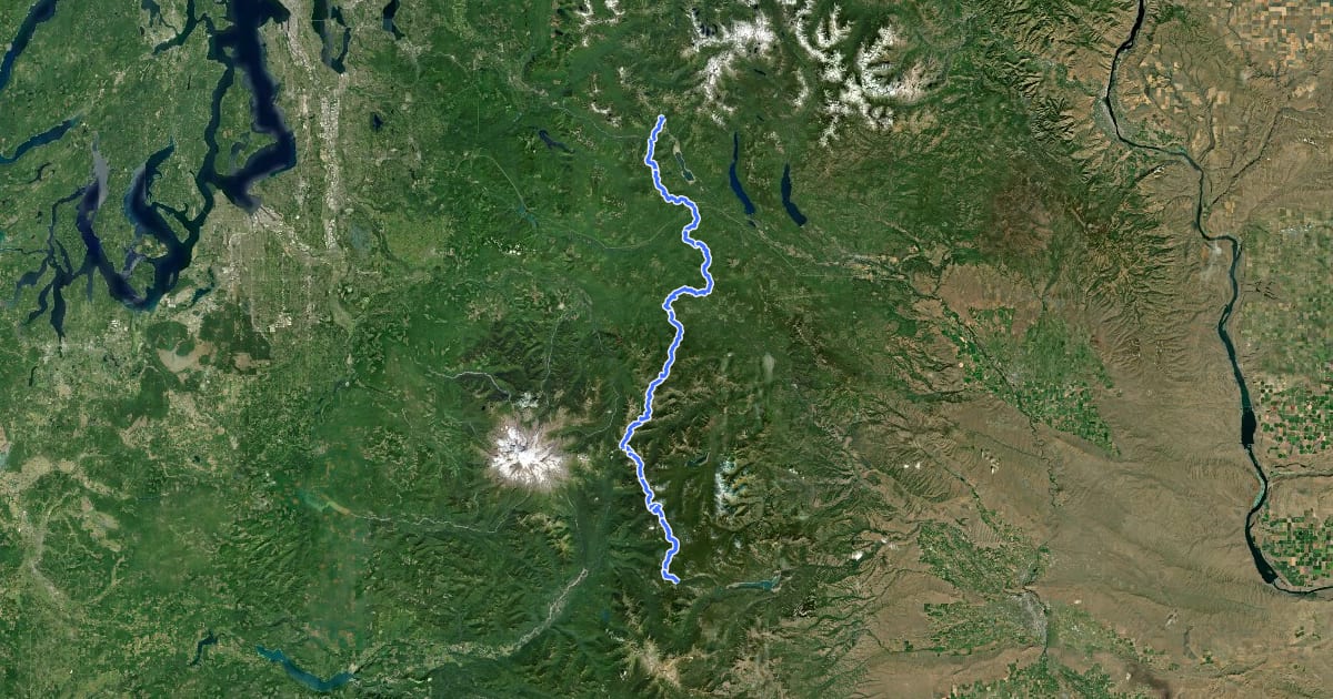 Маршрут PCT - Washington Section I на спутниковом снимке