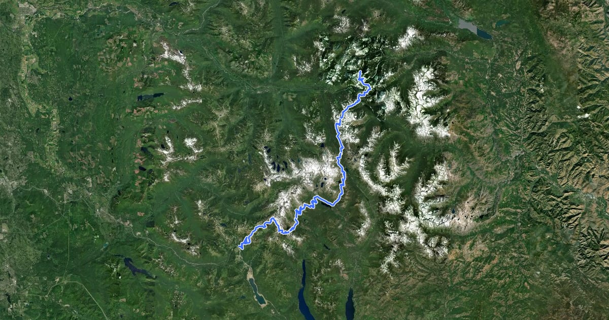 Маршрут PCT - Washington Section J на спутниковом снимке