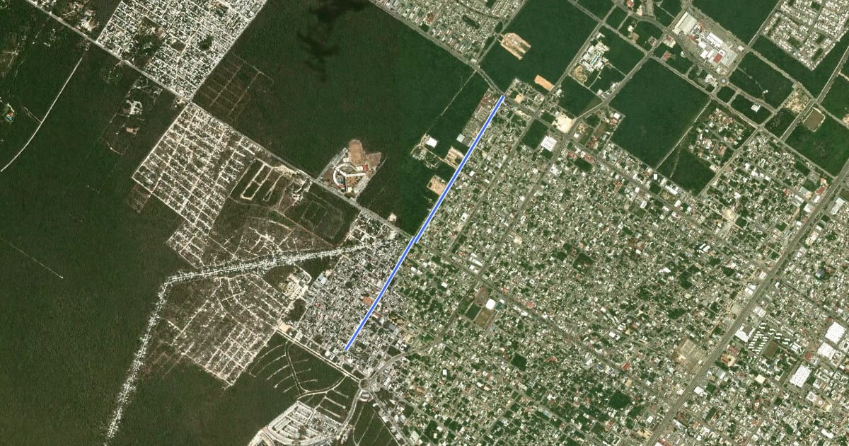 Маршрут PDC - Ciclovía - 135 Avenida на спутниковом снимке