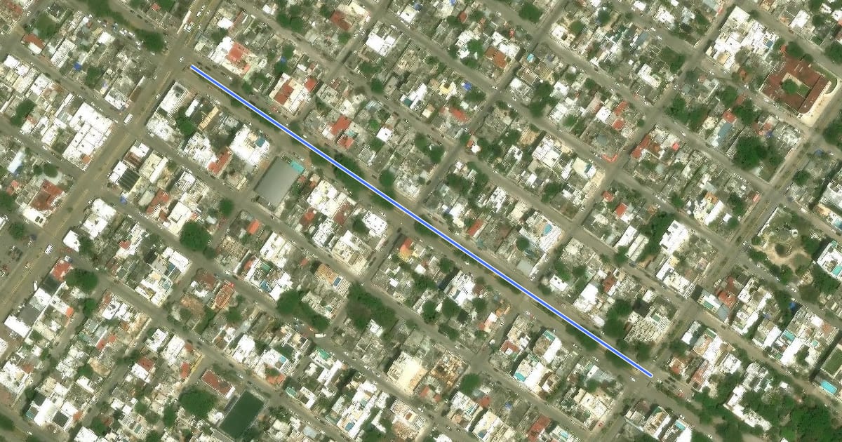Маршрут PDC - Ciclovía - Avenida CTM на спутниковом снимке