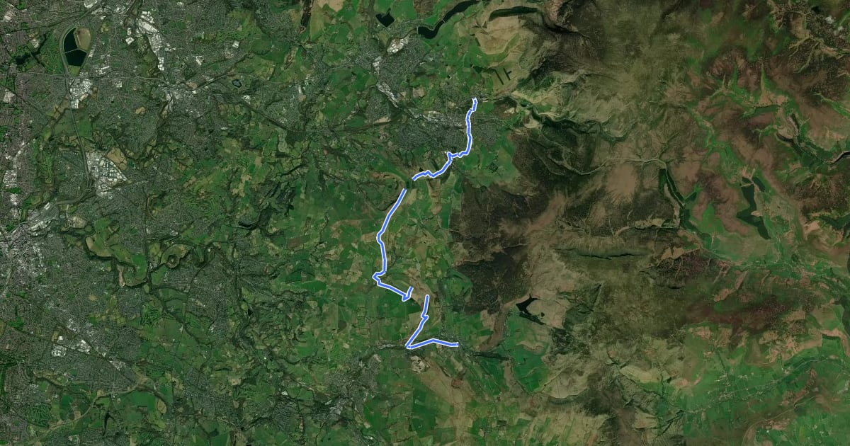 Маршрут Peak District Boundary Walk Stage 3 на спутниковом снимке