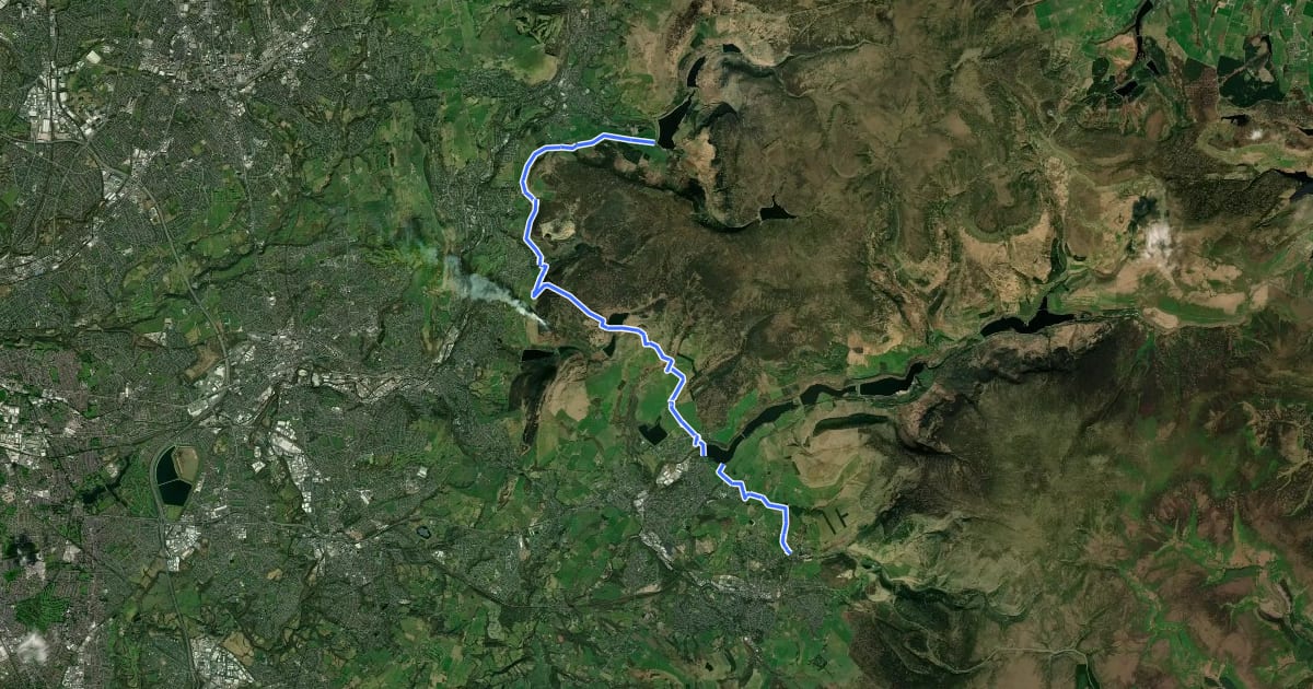 Маршрут Peak District Boundary Walk Stage 4 на спутниковом снимке