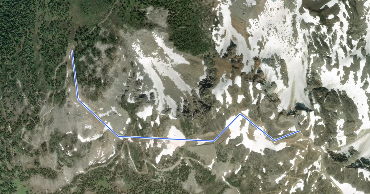 Маршрут Peak To Creek на спутниковом снимке