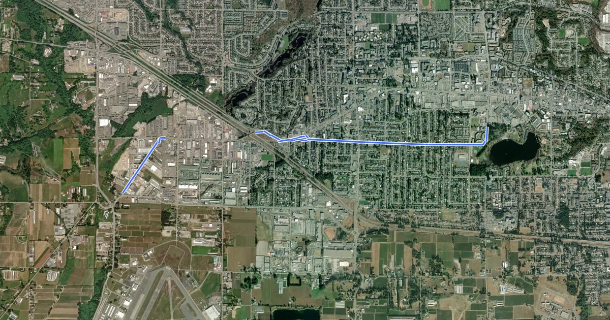Маршрут Peardonville Road на спутниковом снимке