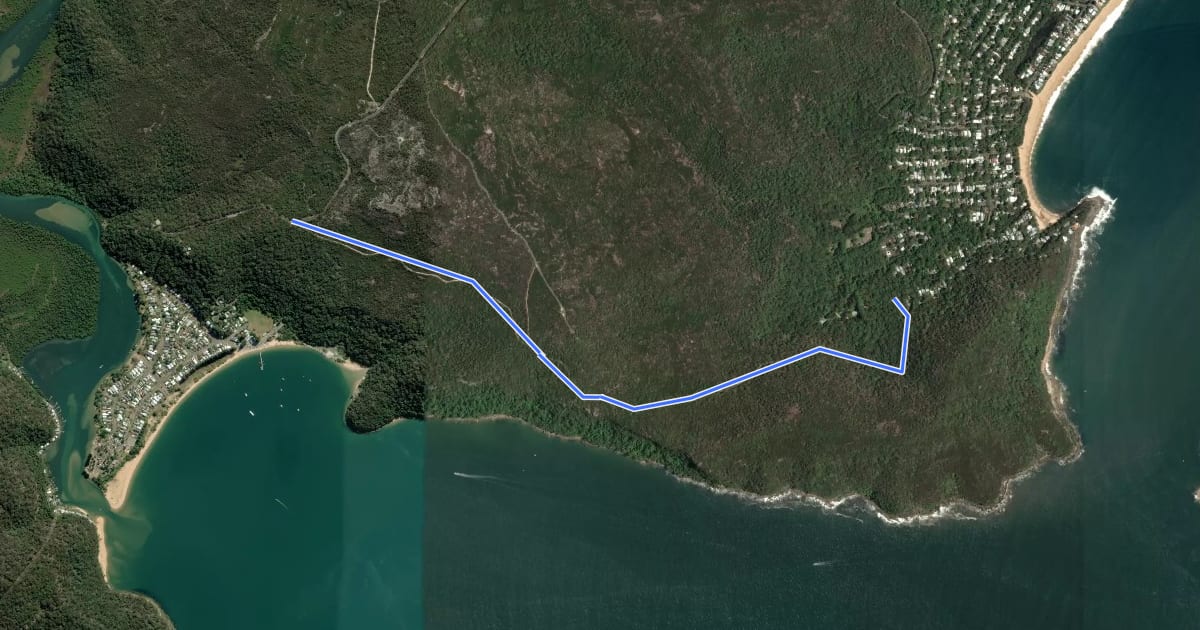 Маршрут Pearl Beach Patonga Firetrail на спутниковом снимке
