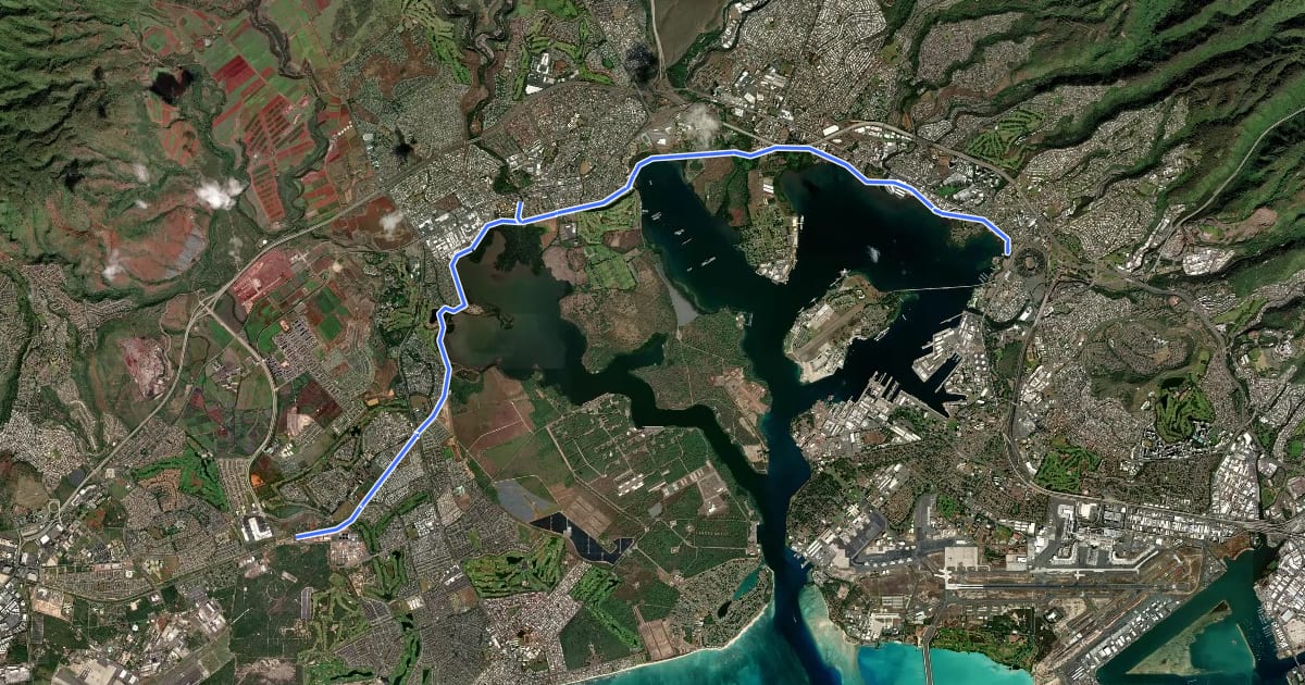 Маршрут Pearl Harbour and West Loch Bike Path на спутниковом снимке