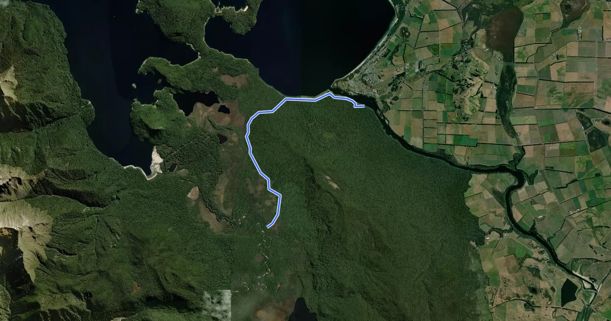 Маршрут Pearl Harbour to Back Valley Hut Track на спутниковом снимке