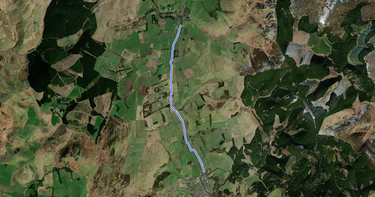 Маршрут Peebles to Eddleston на спутниковом снимке