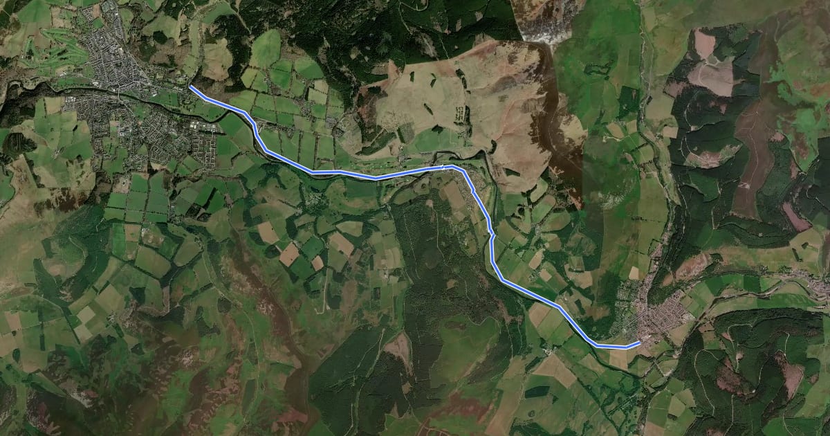 Маршрут Peebles to Innerleithen на спутниковом снимке