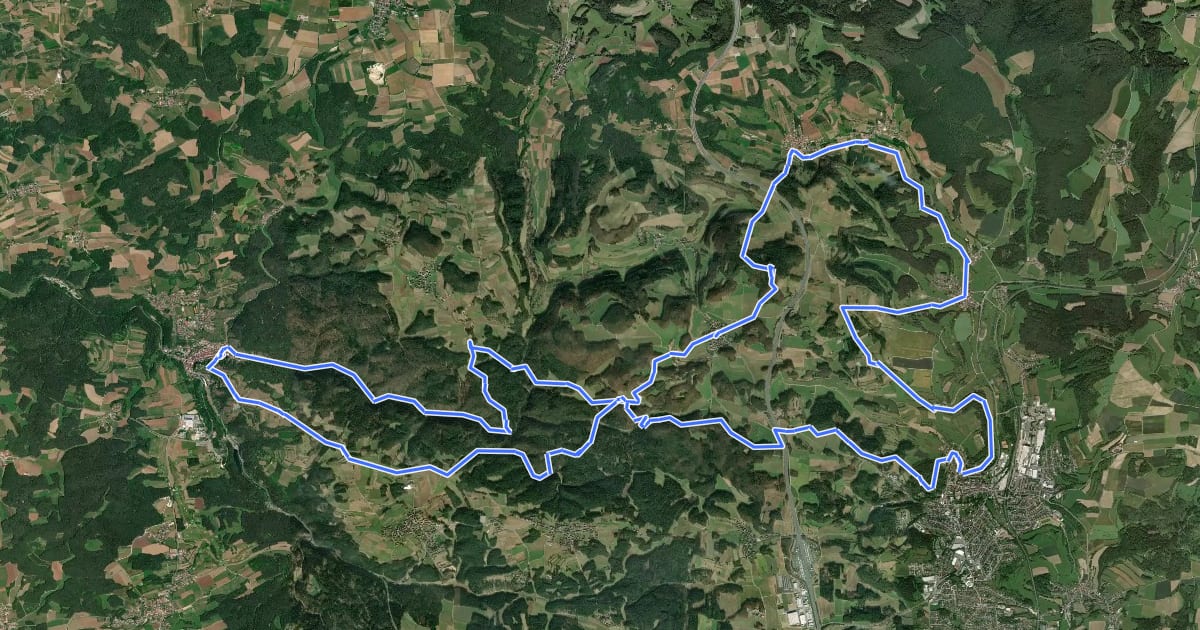Маршрут Pegnitz-Pottenstein Runde на спутниковом снимке