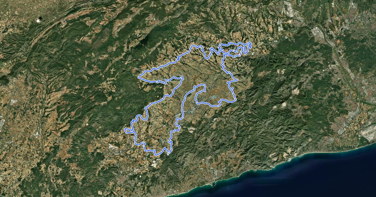 Маршрут Penedès 360 Slow Bike на спутниковом снимке
