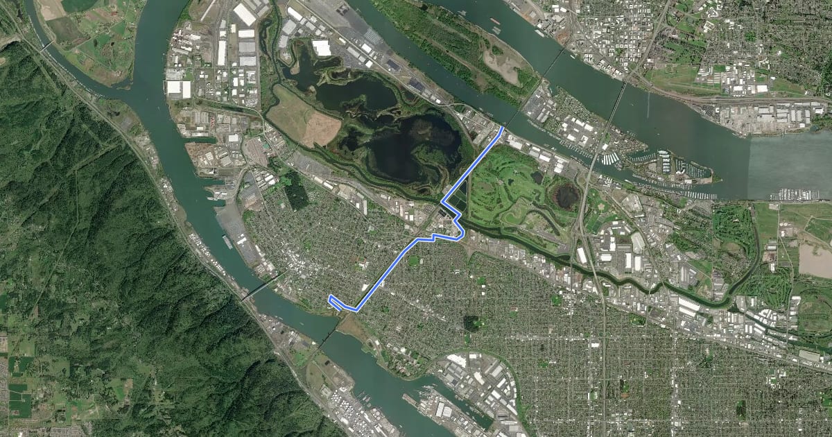 Маршрут Peninsula Crossing Trail на спутниковом снимке