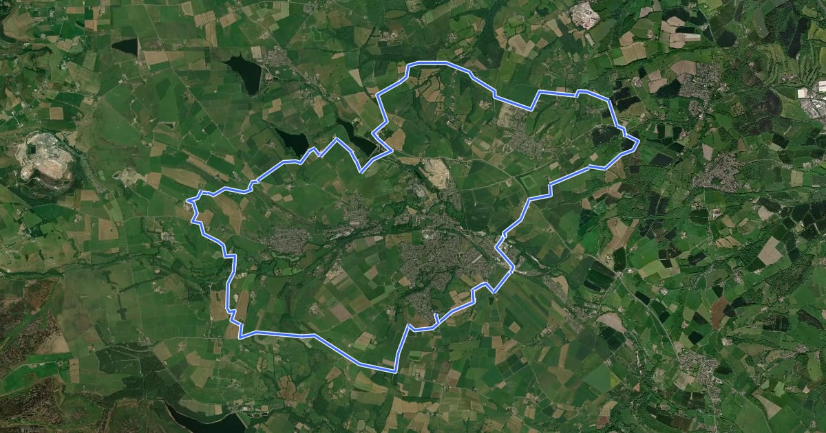 Маршрут Penistone Boundary Walk на спутниковом снимке