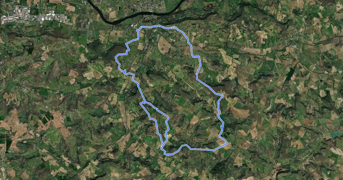 Маршрут Penne-d’Agenais, Auradou, dans les coteaux nord du Pays de Serres - 23km на спутниковом снимке