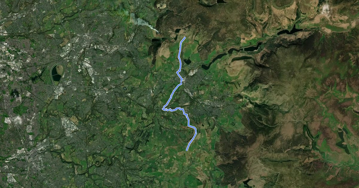 Маршрут Pennine Bridleway Interim Route for Walkers на спутниковом снимке