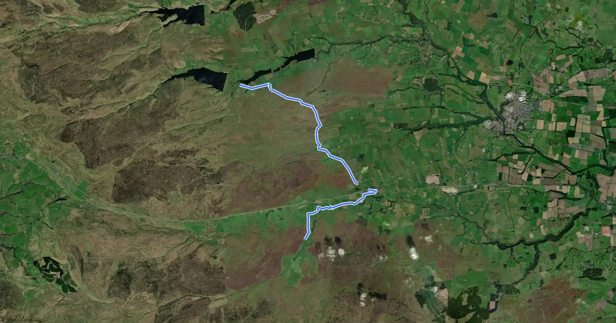 Маршрут Pennine Way - Bowes Loop на спутниковом снимке