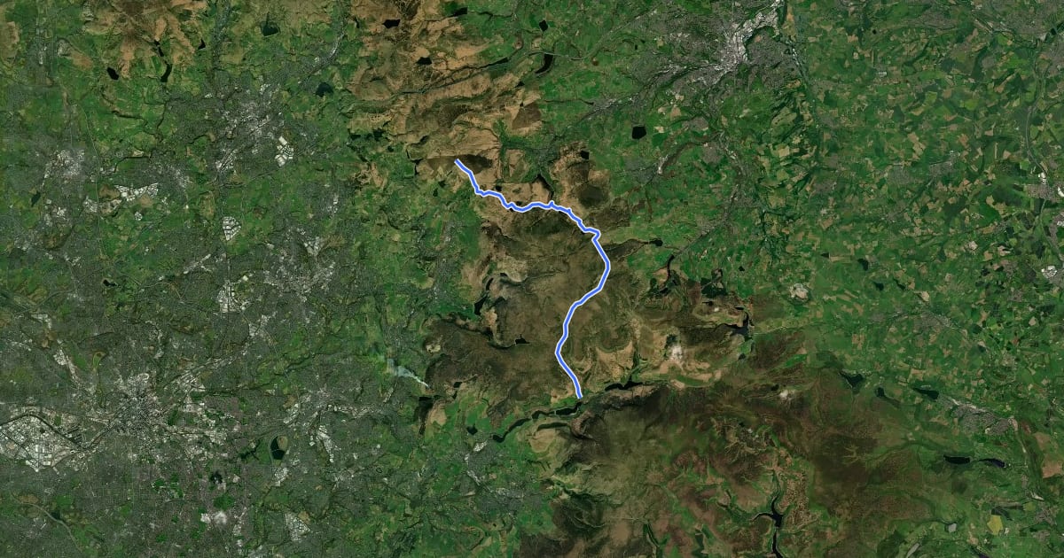Маршрут Pennine Way (Crowden to Standedge) на спутниковом снимке