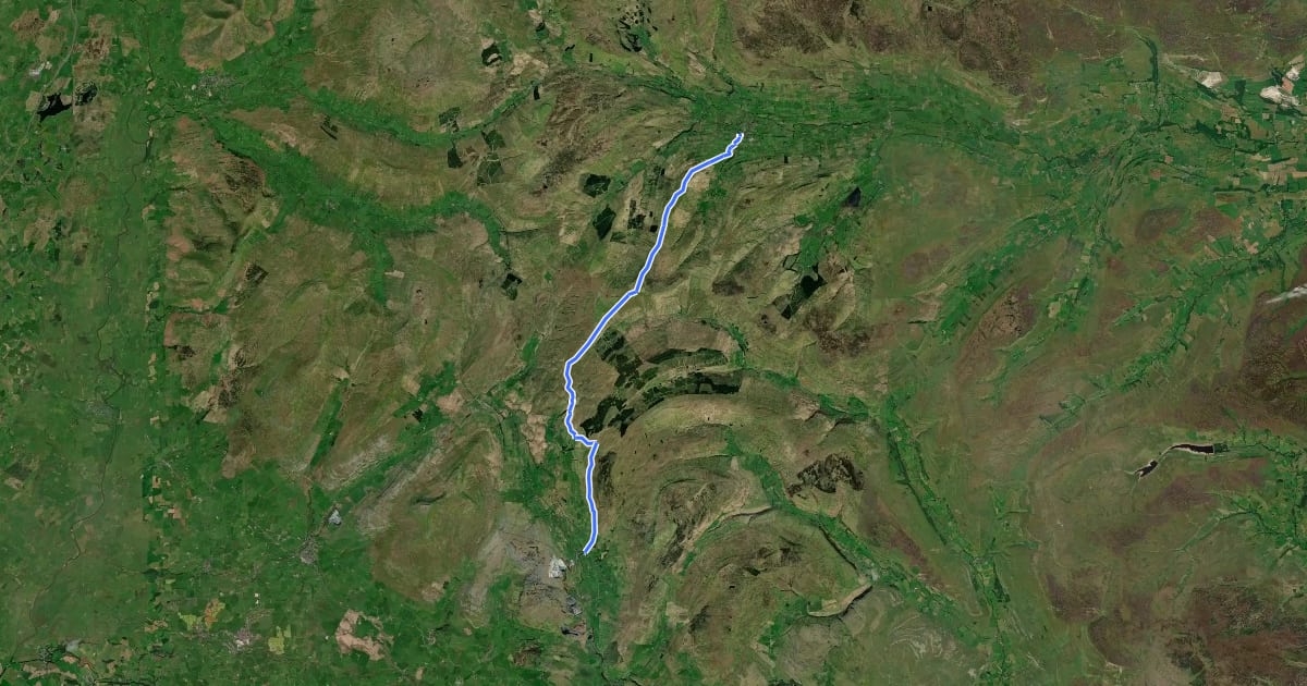 Маршрут Pennine Way (Horton in Ribblesdale to Hawes) на спутниковом снимке