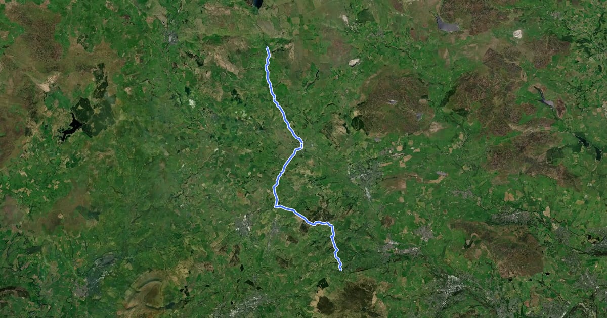 Маршрут Pennine Way (Ickornshaw to Malham) на спутниковом снимке