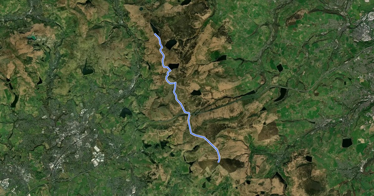 Маршрут Pennine Way (Standedge to Warland Reservoir) на спутниковом снимке