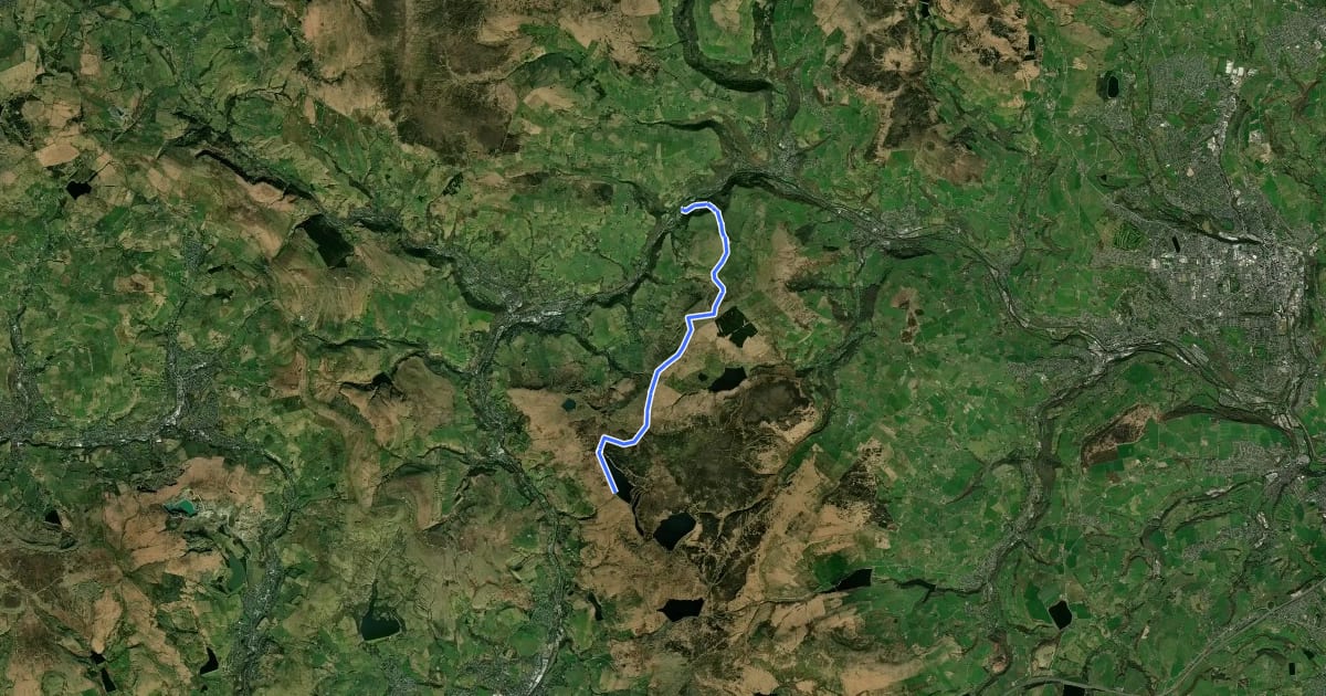 Маршрут Pennine Way (Warland Reservoir to Calder Valley) на спутниковом снимке