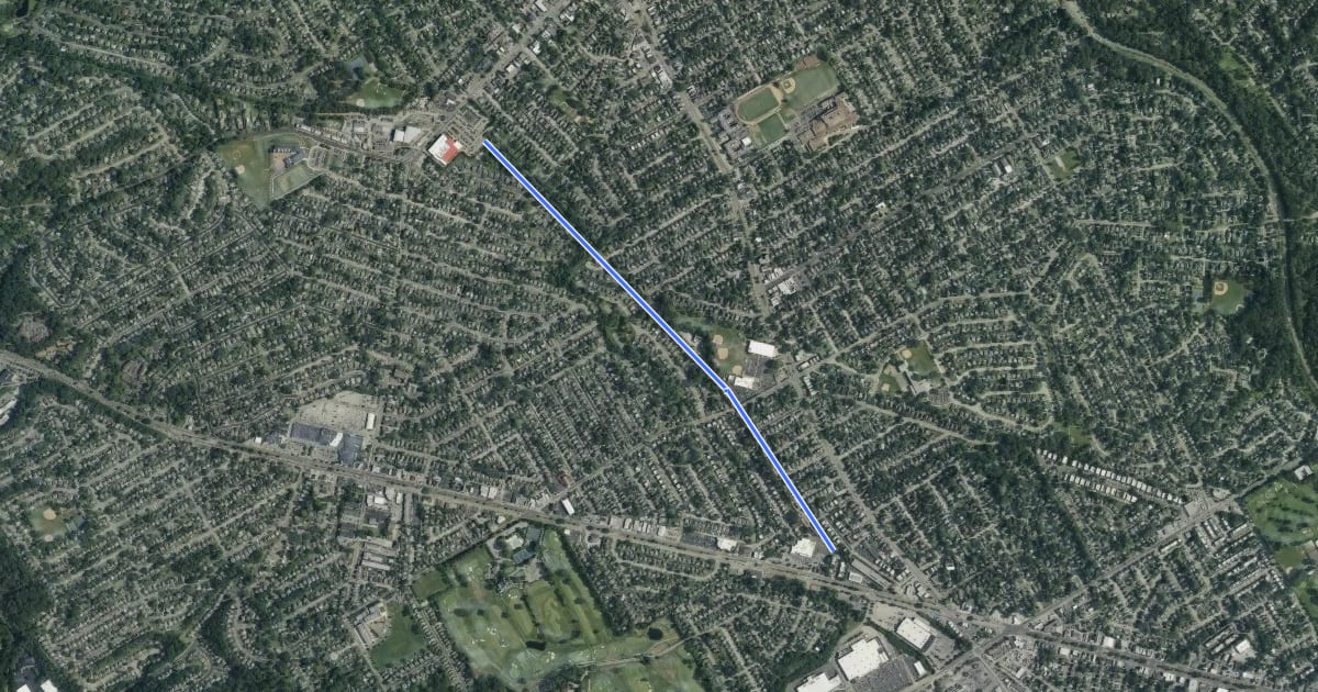 Маршрут Pennsy Trail на спутниковом снимке