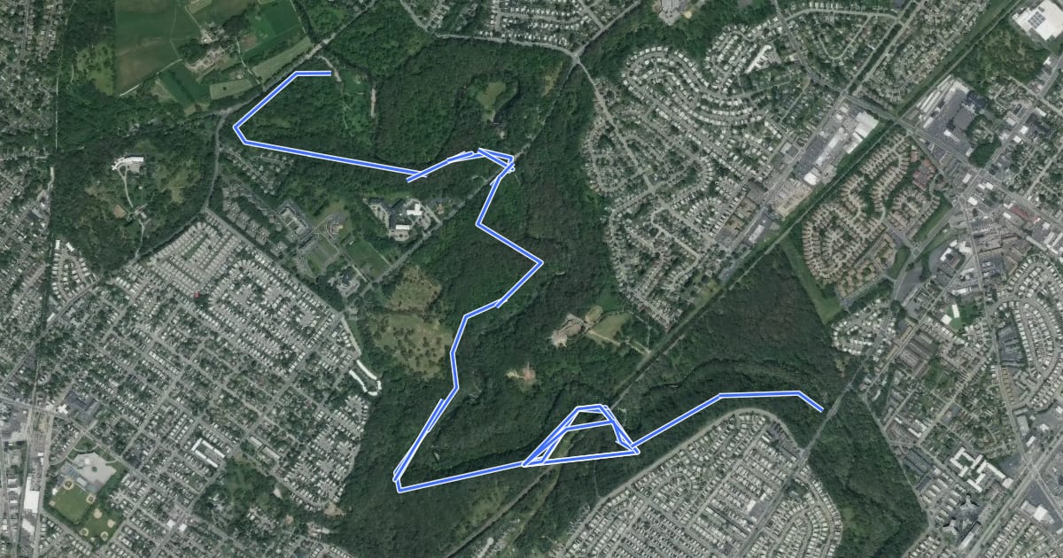 Маршрут Pennypack Park South на спутниковом снимке
