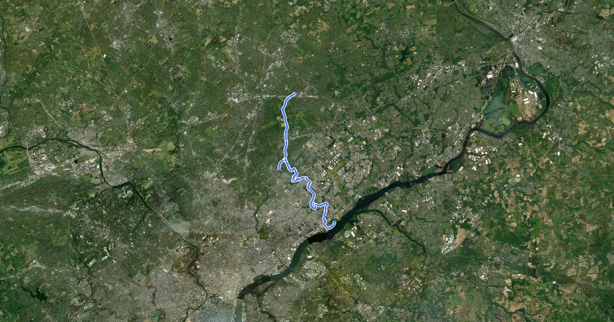 Маршрут Pennypack Trail на спутниковом снимке