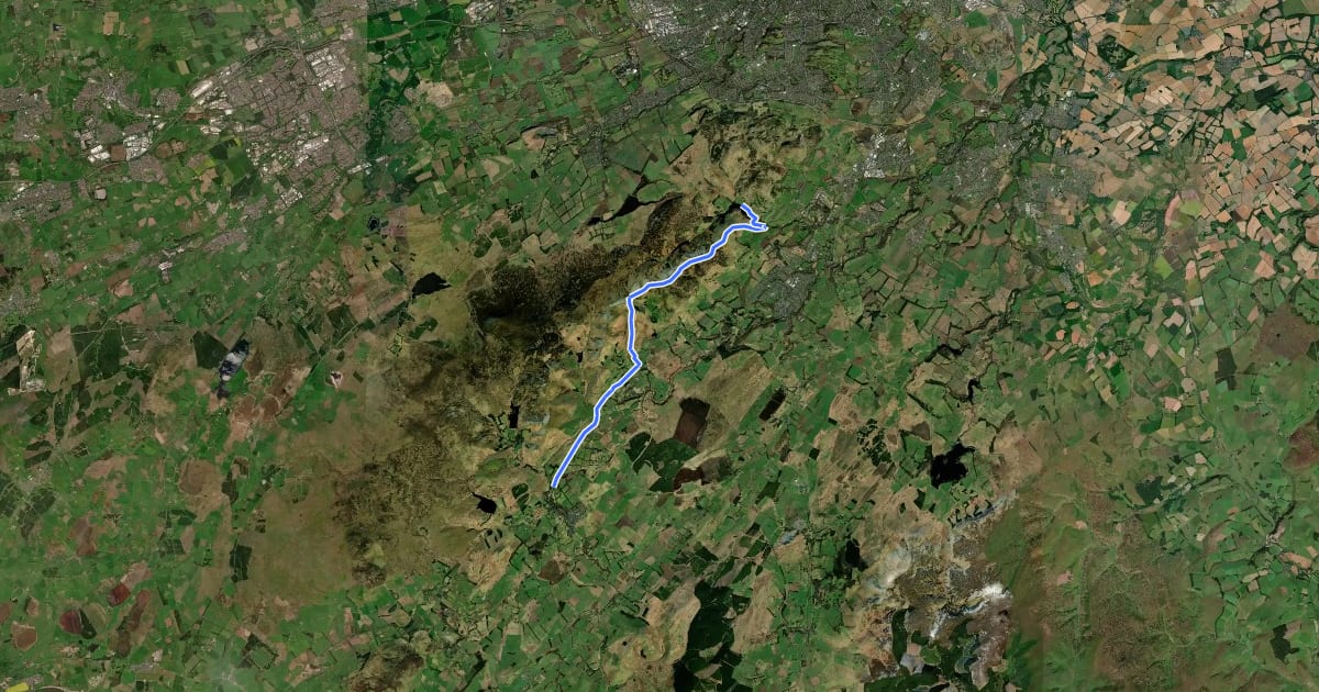 Маршрут Pentland Way (Cross Borders Drove Road to Glencorse Reservoir) на спутниковом снимке