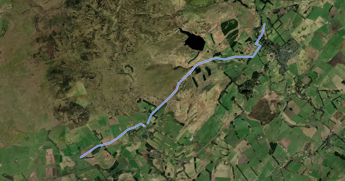 Маршрут Pentland Way (Dunsyre to Cross Borders Drove Road) на спутниковом снимке