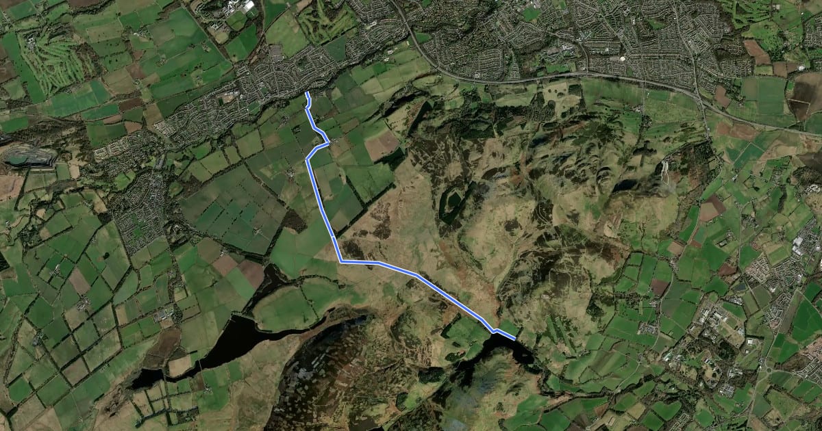 Маршрут Pentland Way E2 Link на спутниковом снимке