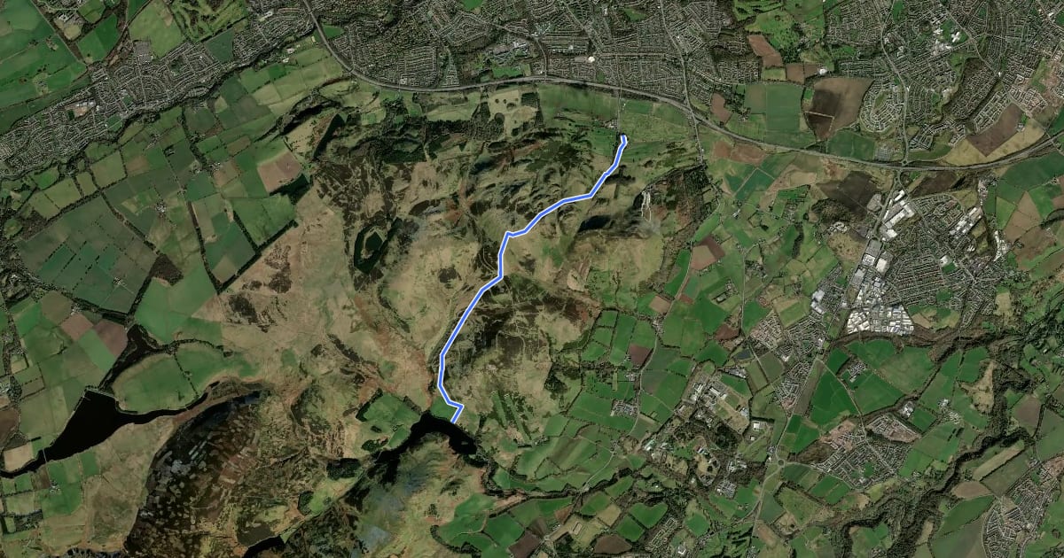 Маршрут Pentland Way (Glencorse Reservoir to Swanston) на спутниковом снимке