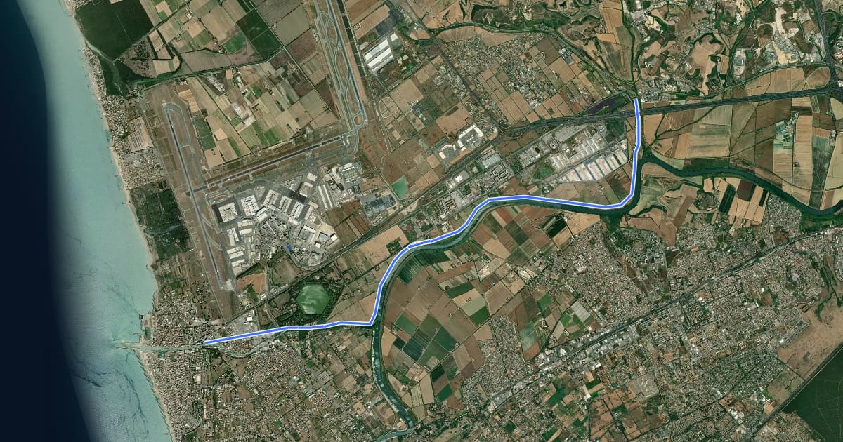 Маршрут Percorso ciclabile Ponte Galeria - Fiumicino на спутниковом снимке