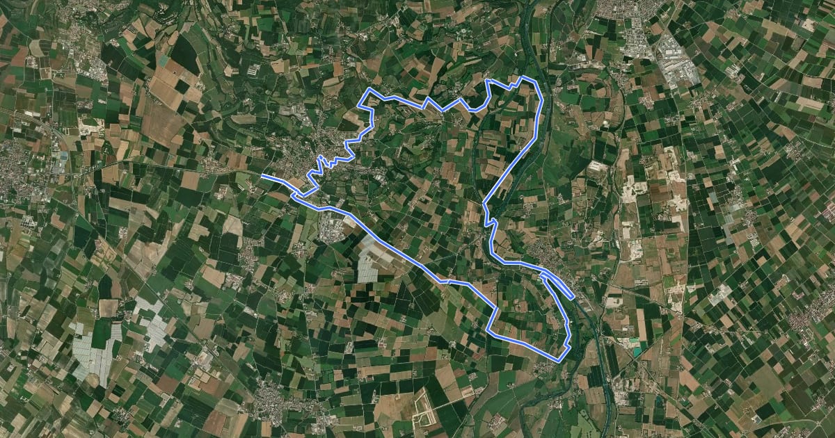 Маршрут percorso ciclabile Volta MN sud-est на спутниковом снимке