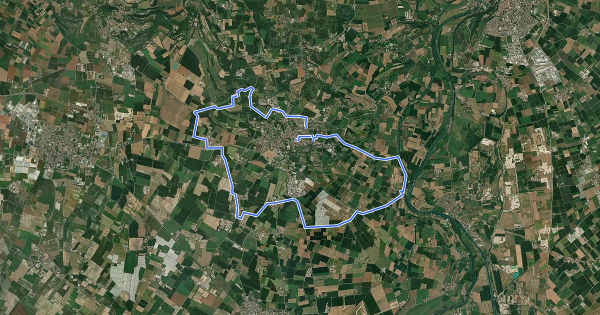 Маршрут Percorso Ciclabile Volta MN sud-ovest на спутниковом снимке