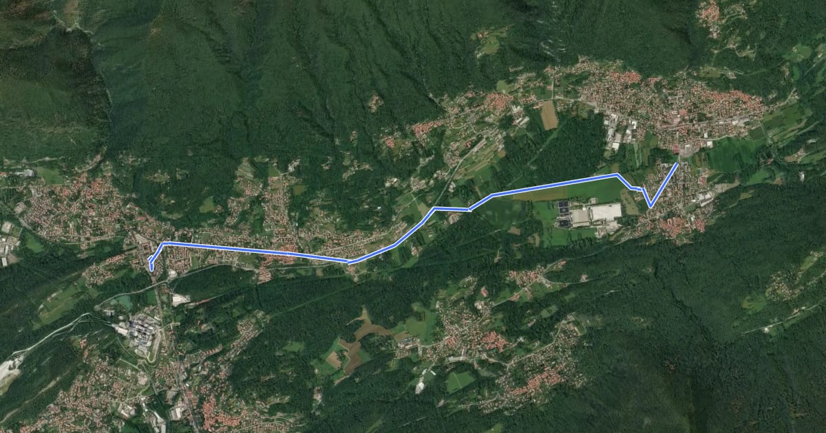 Маршрут Percorso Ciclopedonale Cuvio - Cittiglio на спутниковом снимке