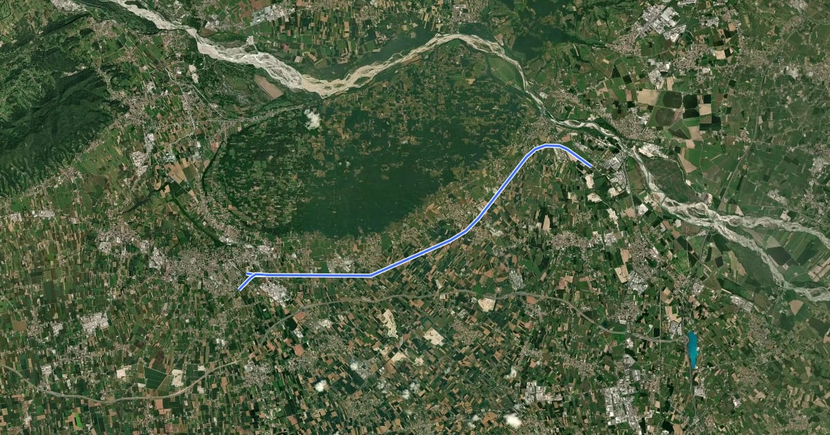 Маршрут Percorso ciclopedonale "La Tradotta" на спутниковом снимке